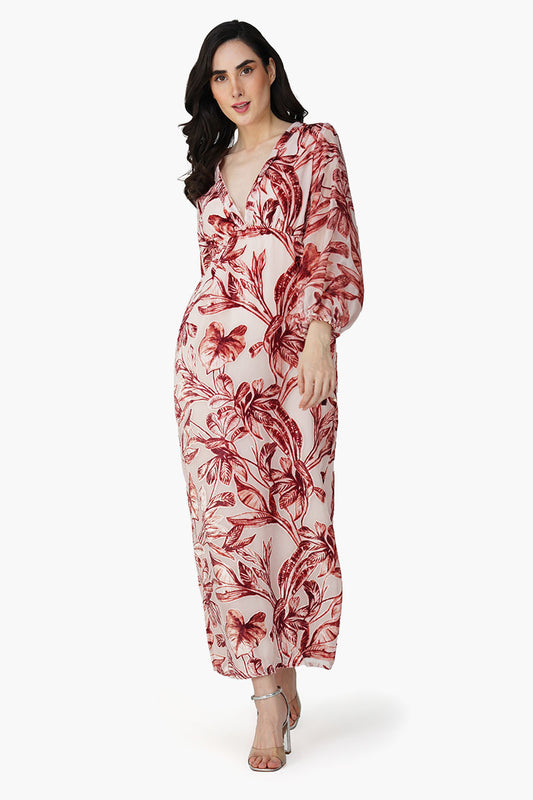 Set of 6 Leaf Velvet Burntout Maxi Dress (S,M,L)