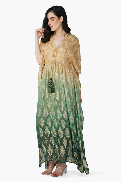 Set of 6 Jungle Green Ombray Lurex Kaftan (S,M,L)