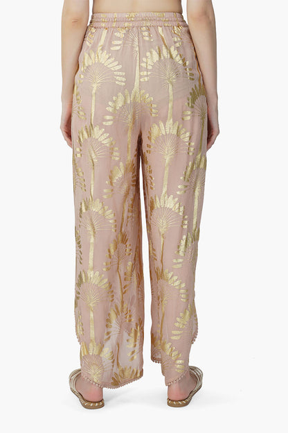 Set of 6 Golden Taupe Foil Printed Wrap Pants (S,M,L)