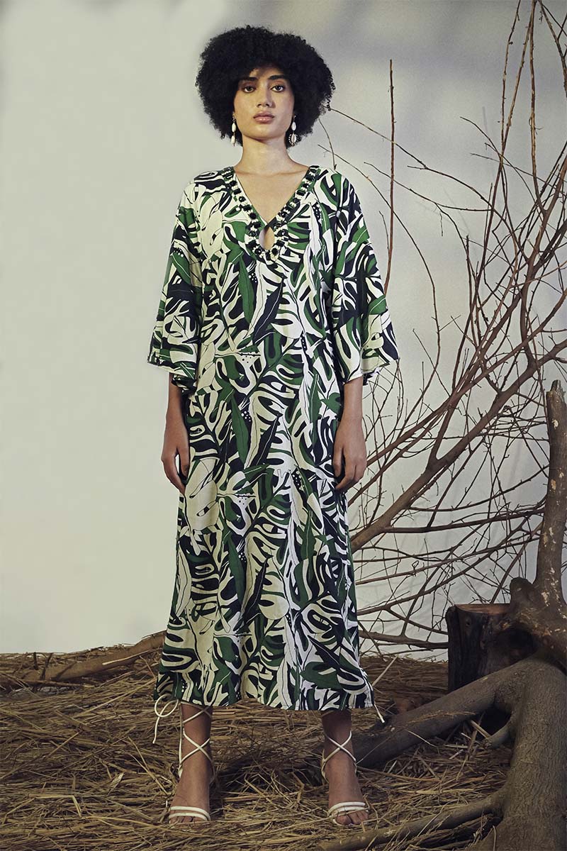 Set of 6  Green Birch Tropical Printed Maxi Dress (S,M,L)