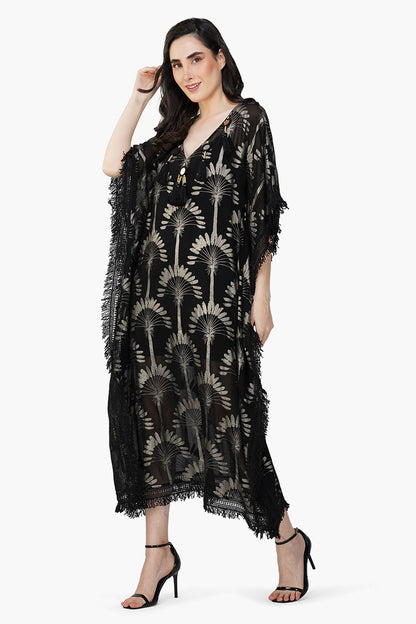 Set of 6  Silver Black Foil Printed Kaftan (S,M,L)