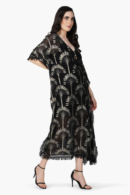 Set of 6  Silver Black Foil Printed Kaftan (S,M,L)