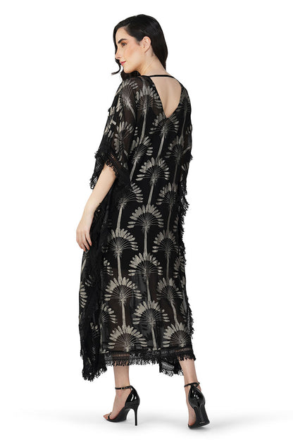 Set of 6  Silver Black Foil Printed Kaftan (S,M,L)