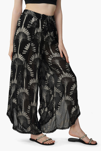 Set of 6  Silver Black Foil Printed Wrap Pants (S,M,L)