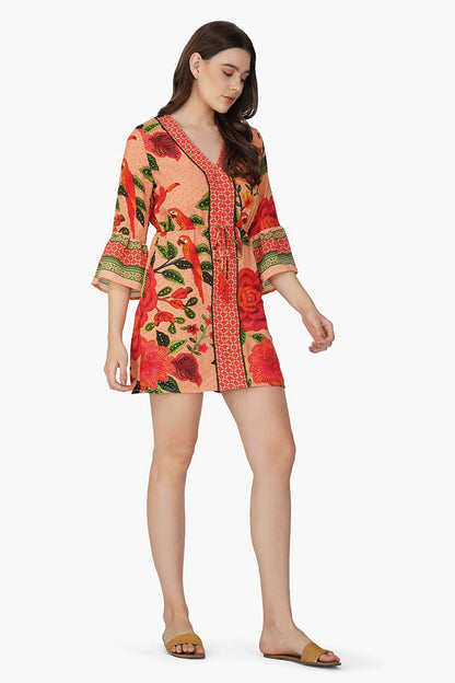 Set of 6 Tropical Bloom Bell Sleeve Tunic Dress (S,M,L)