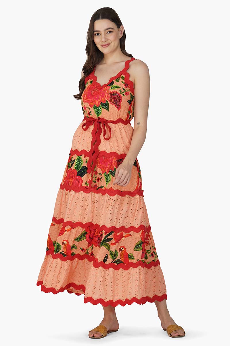 Set of 6 Coral Blossom Mix match Maxi Dress (S,M,L)