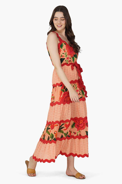 Set of 6 Tropical Bloom Schiffli Maxi Dress (S,M,L)