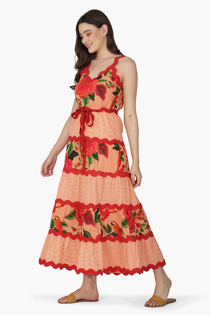 Set of 6 Tropical Bloom Schiffli Maxi Dress (S,M,L)