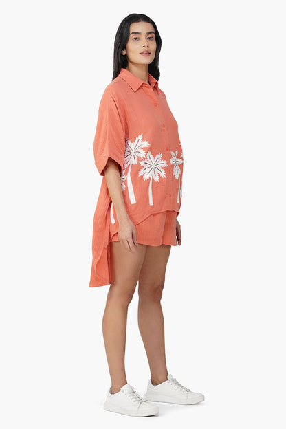 Set of 6 Baga Coral Palm Embellished Cover Up Shirt (S,M,L)