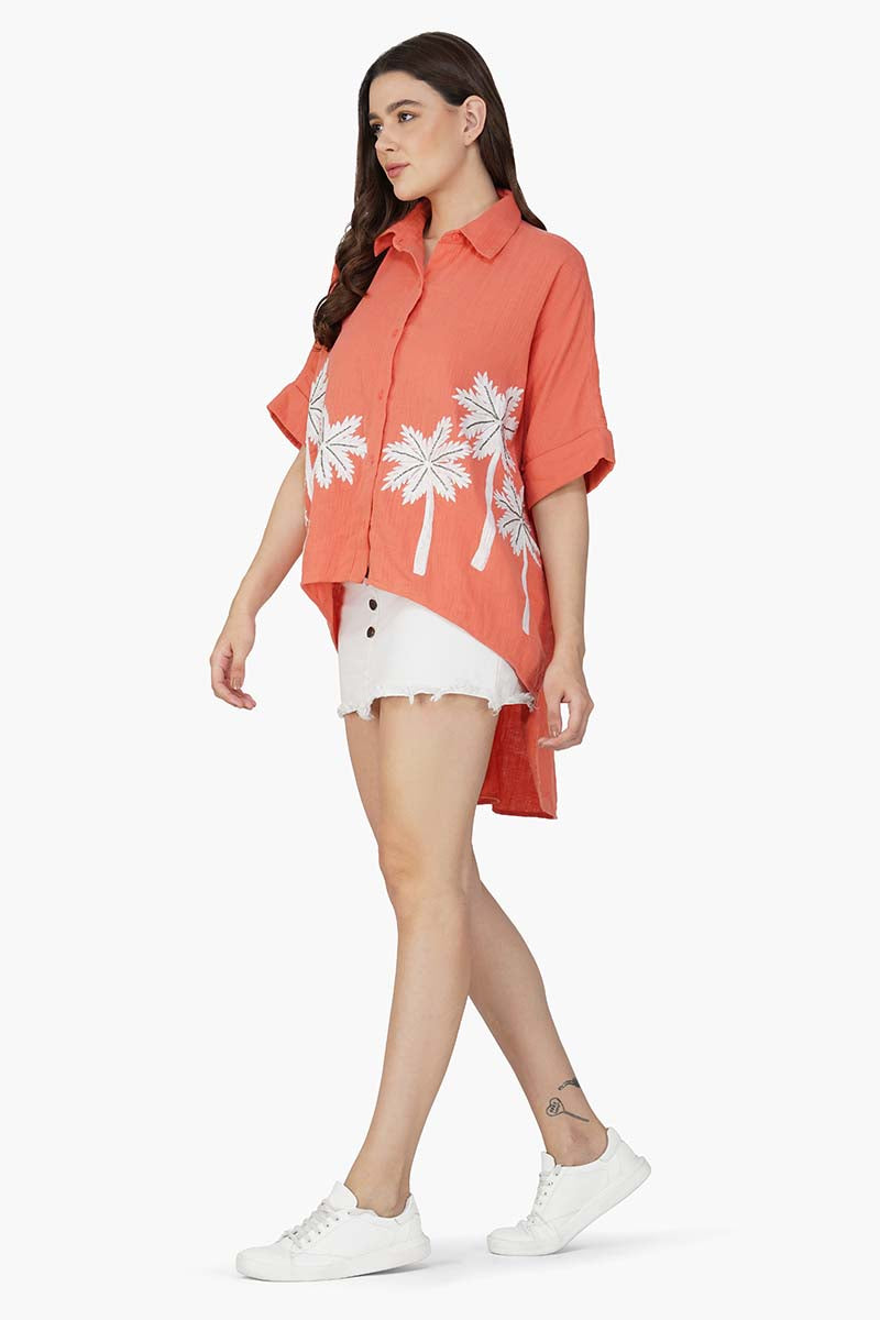 Set of 6 Baga Coral Palm Embellished Cover Up Shirt (S,M,L)