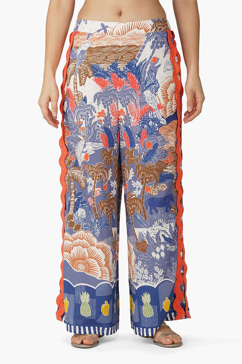 Set of 6 Taste Of Blue Tropics Flaired Pants (S,M,L)