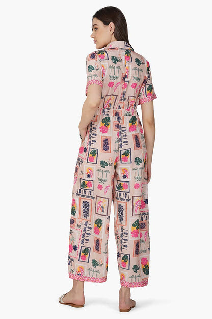 Set of 6 Manicured Farm Print Flaired Jumpsuit (S,M,L)