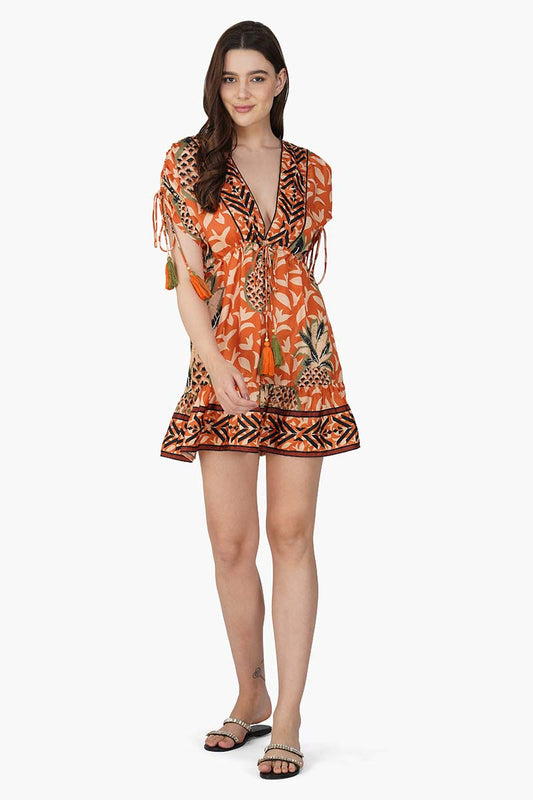 Set of 6 Leafy Pina Printed Short Dress (S,M,L)