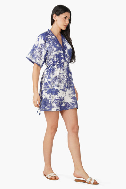 Set of 6 Midnight Blue Jungle Printed Short Dress (S,M,L)