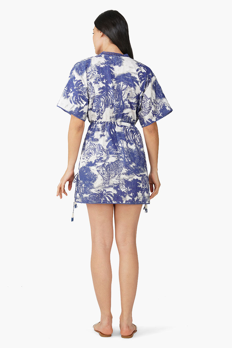 Set of 6 Midnight Blue Jungle Printed Short Dress (S,M,L)