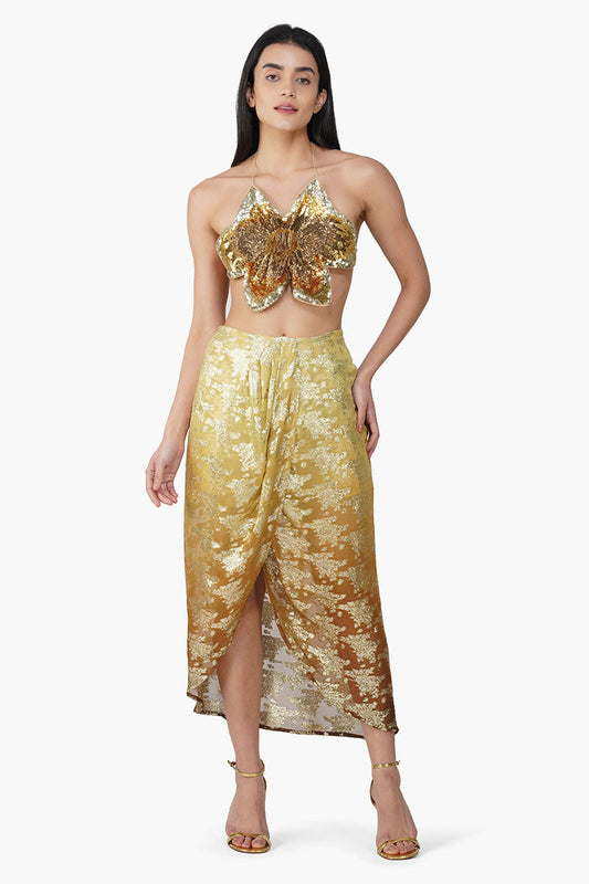 Set of 6 Golden Rose Embellished Top (S,M,L)