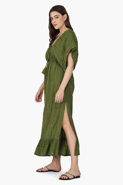 Set of 6 Olive Green Yarn Dyed Long Dress(S, M & L)