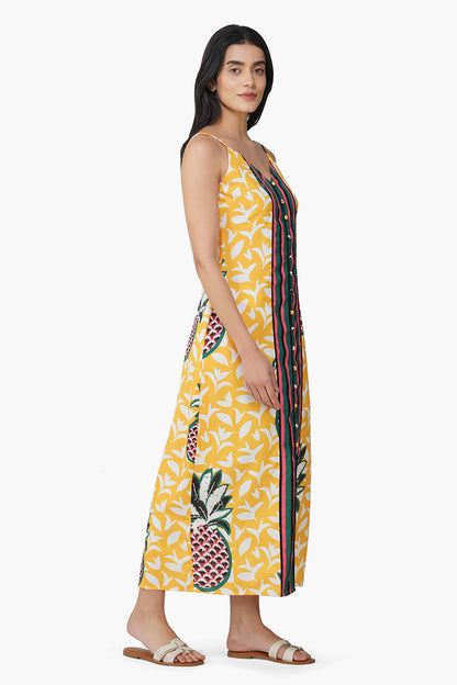 Set of 6 Macaroon Ananas Printed Halter Dress (S,M,L)