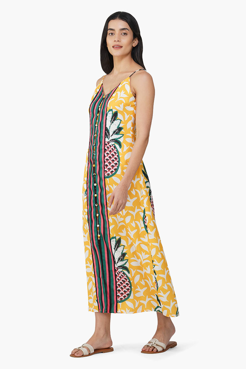 Set of 6 Macaroon Ananas Printed Halter Dress (S,M,L)