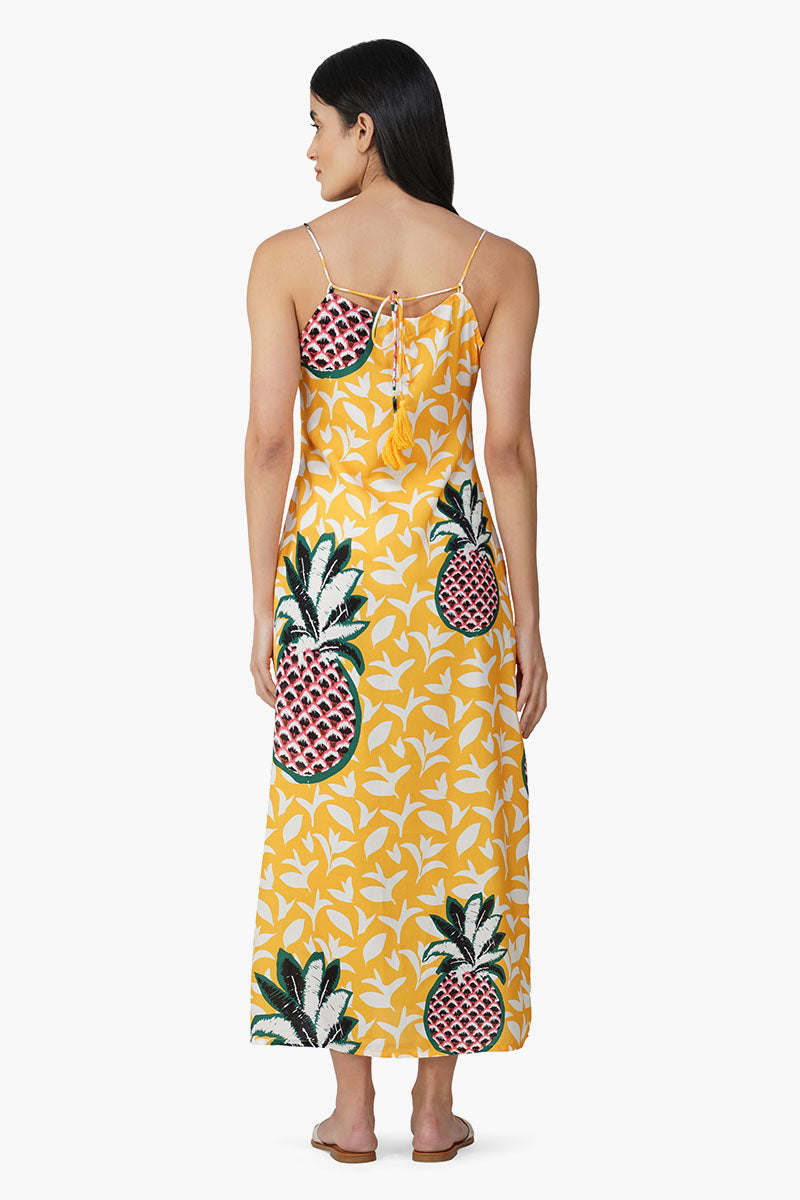 Set of 6 Macaroon Ananas Printed Halter Dress (S,M,L)