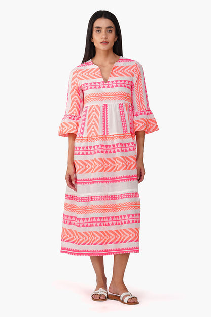 Set of 6 Rosy Salmon Jacquard Dress  (S,M,L)