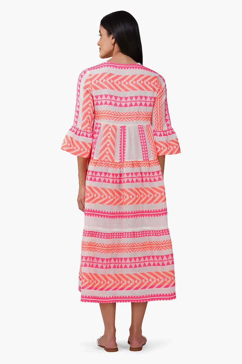 Set of 6 Rosy Salmon Jacquard Dress  (S,M,L)