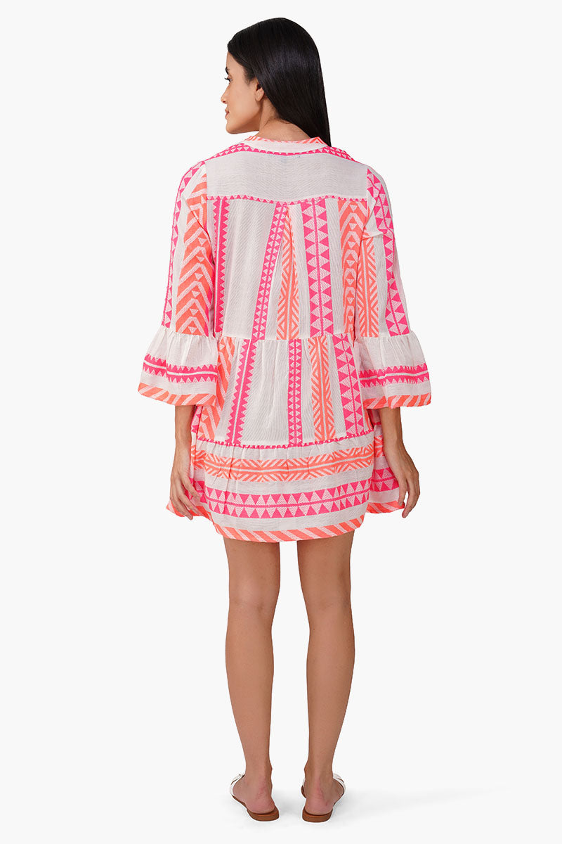Set of 6 Rosy Salmon Jacquard Short Dress  (S,M,L)