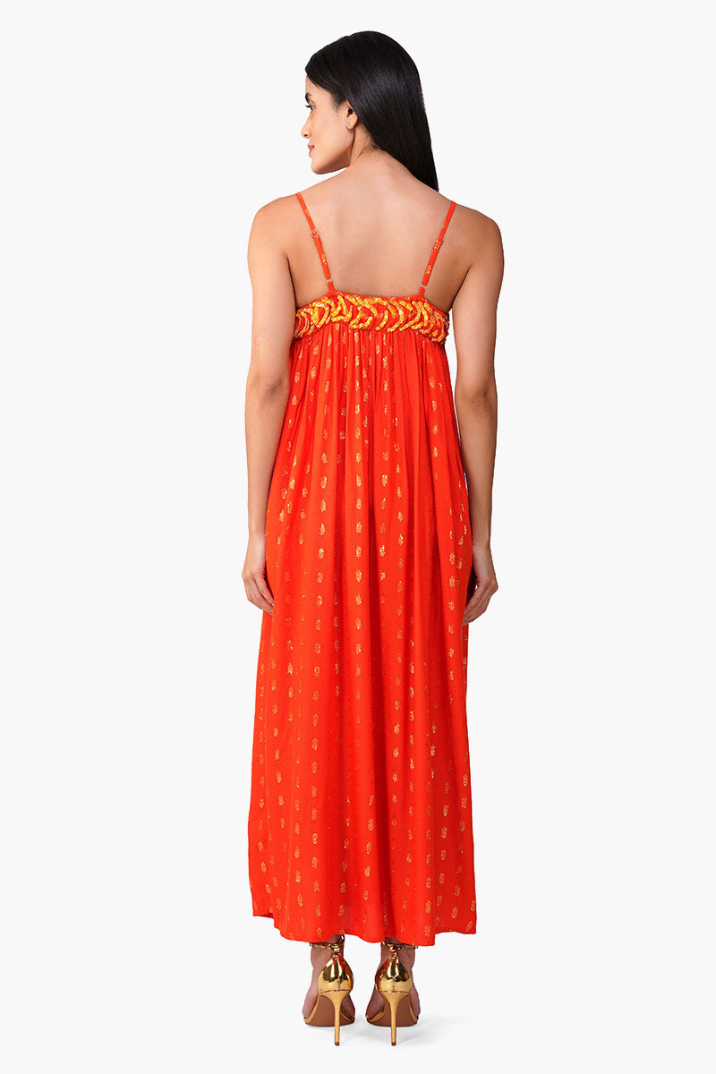 Set of 6 Embellished Tangerine Ariel Flared Maxi Dress  (S,M,L)