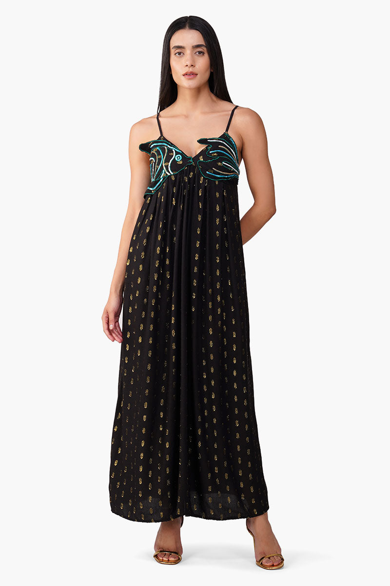 Set of 6 Embellished Midnight Ariel Flared Maxi Dress  (S,M,L)