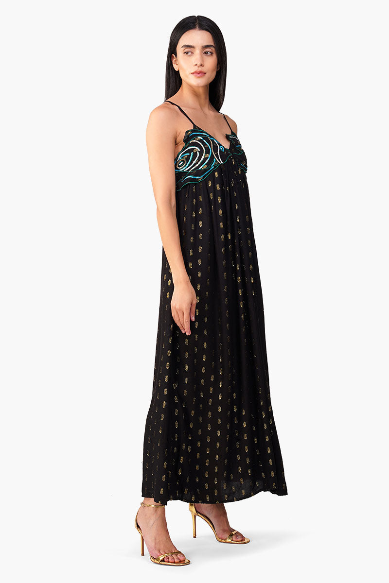 Set of 6 Embellished Midnight Ariel Flared Maxi Dress  (S,M,L)