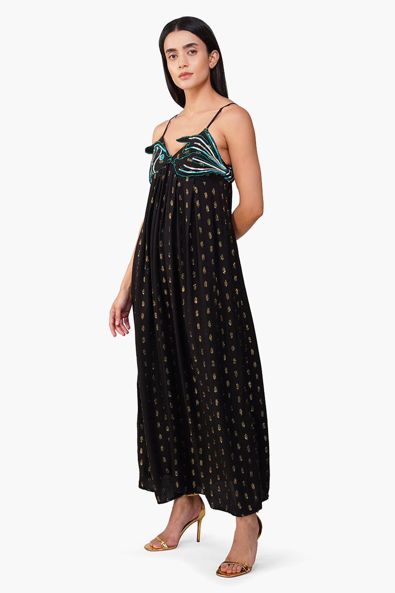 Set of 6 Embellished Midnight Ariel Flared Maxi Dress  (S,M,L)