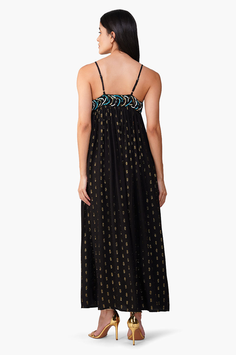 Set of 6 Embellished Midnight Ariel Flared Maxi Dress  (S,M,L)