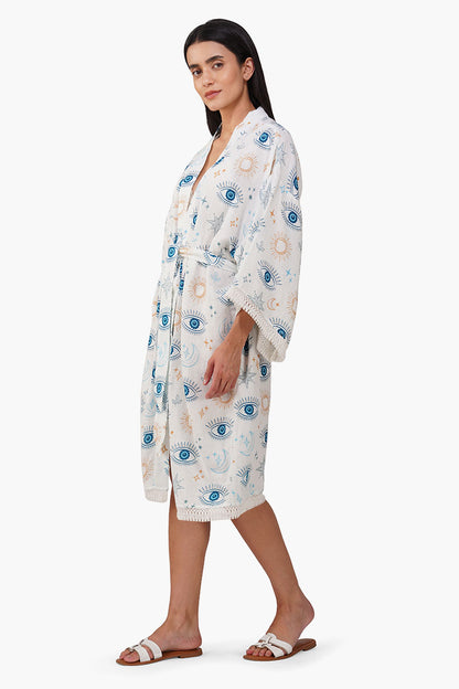 Set of 6 Evil Eye White Self Fringe Cover Up(S, M & L)