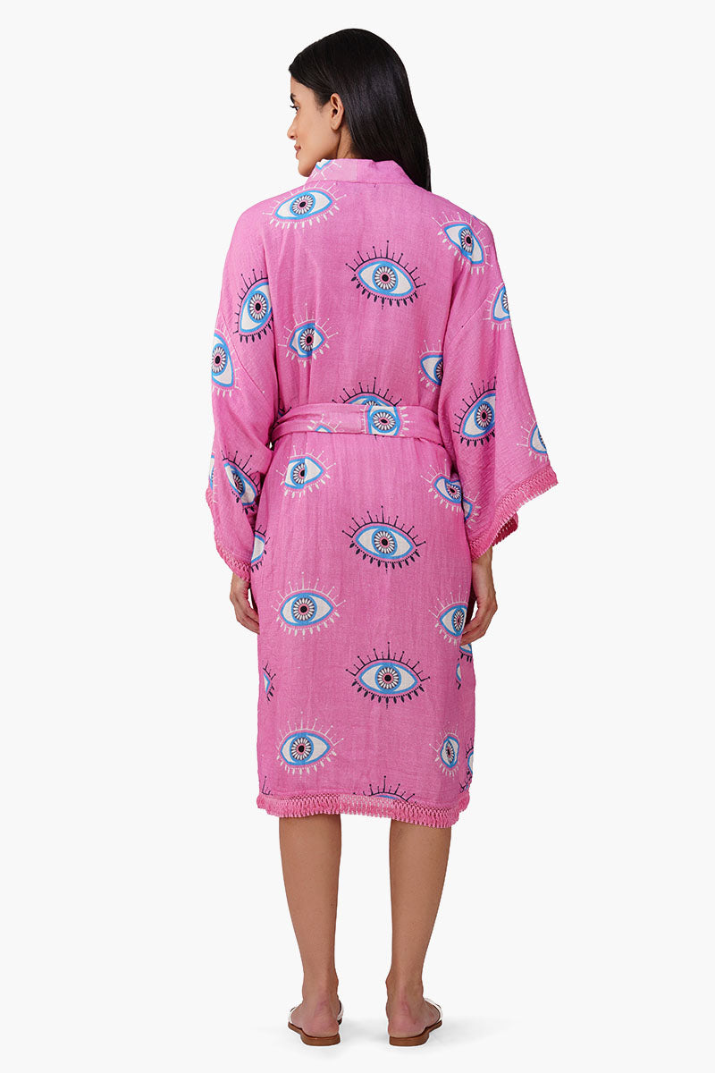 Set of 6 Devil Eye Pink Fringe Cover Up (S, M & L)
