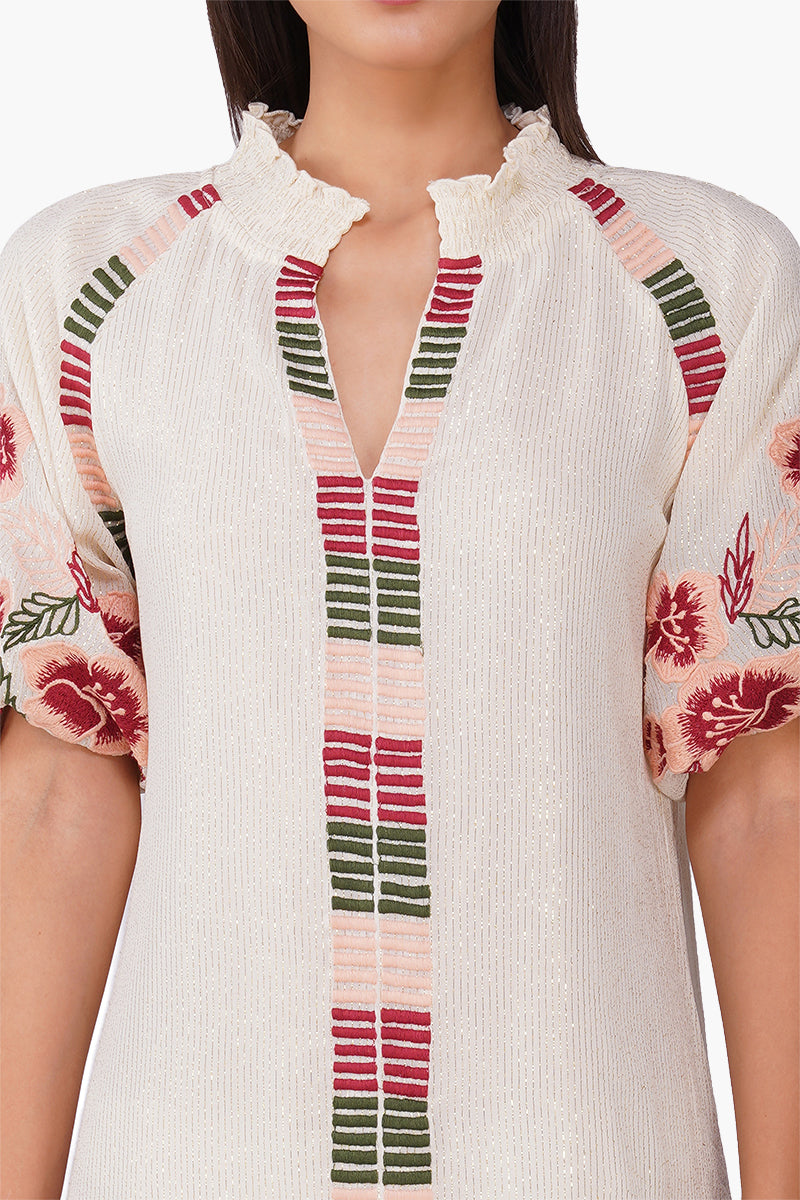 Set of 6 Floral Nude Embroidered Dress (S, M & L)