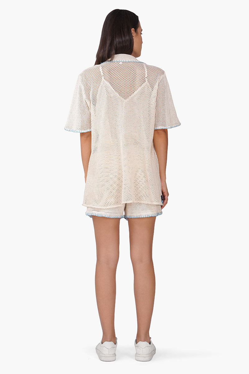 Set of 6 Ocean Multi Thread Embroidered Shirt (S, M & L)