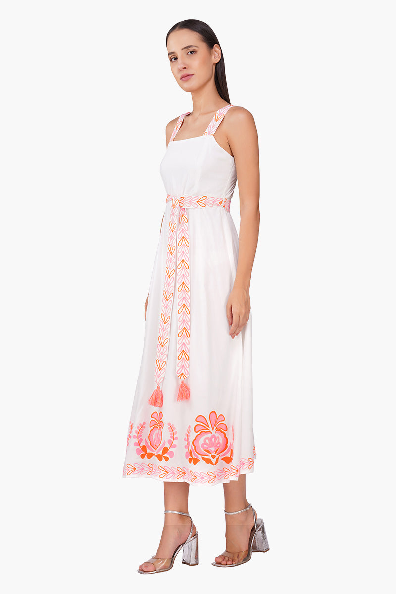 Set of 6 Marigold Mist Embroidered Maxi Dress (S, M & L)
