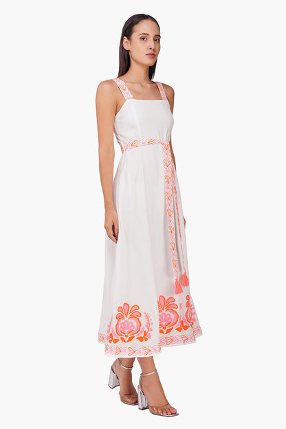 Set of 6 Marigold Mist Embroidered Maxi Dress (S, M & L)