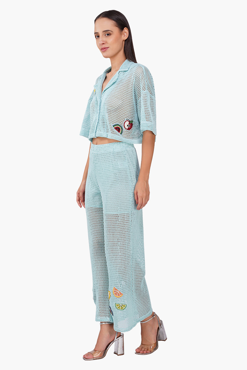 Set of 6 Iced Fruit Embroidered Crochet Crop Shirt (S, M & L)