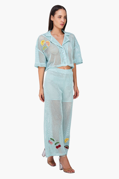 Set of 6 Iced Fruit Embroidered Crochet Crop Shirt (S, M & L)