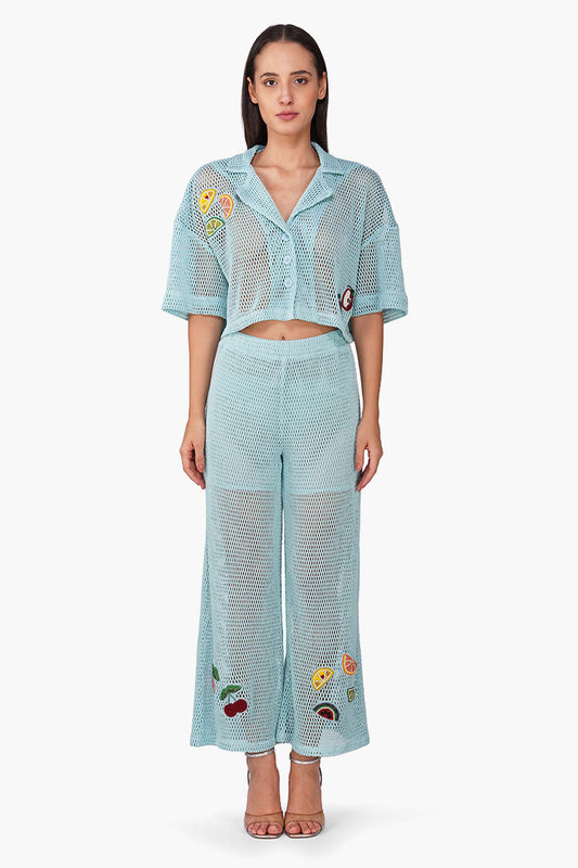 Set of 6 Iced Fruit Embroidered Crochet Crop Shirt (S, M & L)