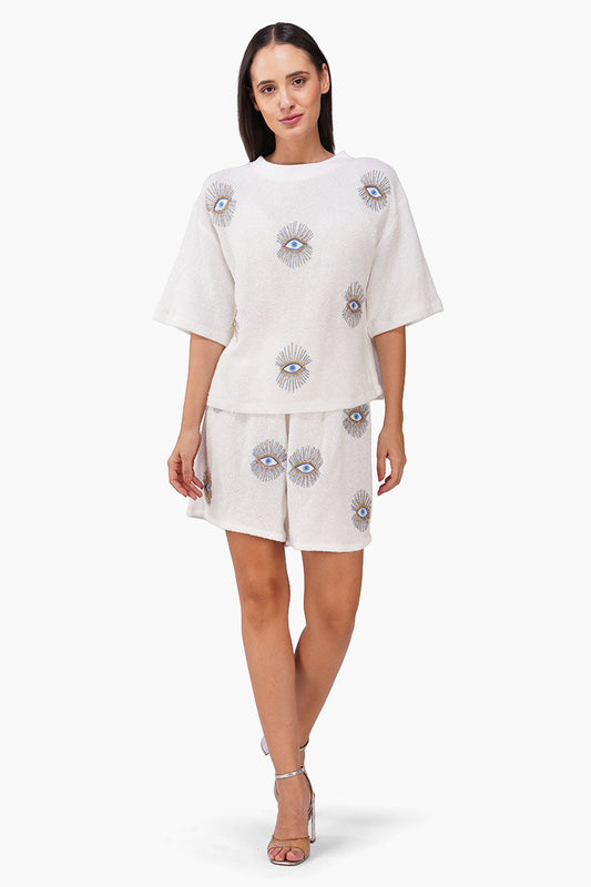 Set of 6 White Oversized Eyeloom T-Shirt (S, M & L)