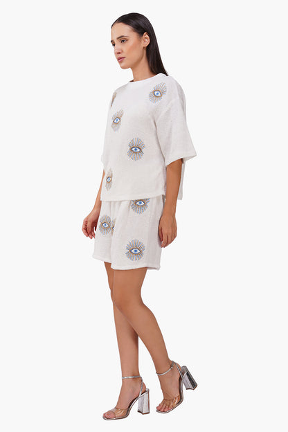 Set of 6 White Oversized Eyeloom T-Shirt (S, M & L)