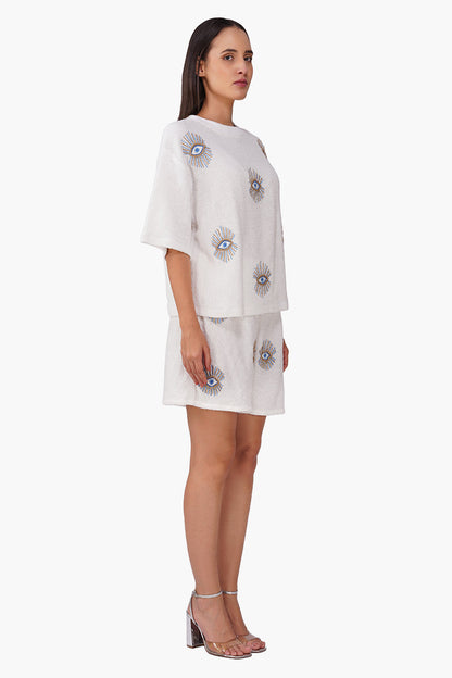 Set of 6 White Oversized Eyeloom T-Shirt (S, M & L)