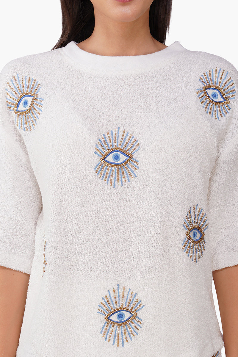 Set of 6 White Oversized Eyeloom T-Shirt (S, M & L)