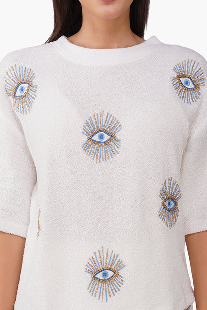 Set of 6 White Oversized Eyeloom T-Shirt (S, M & L)