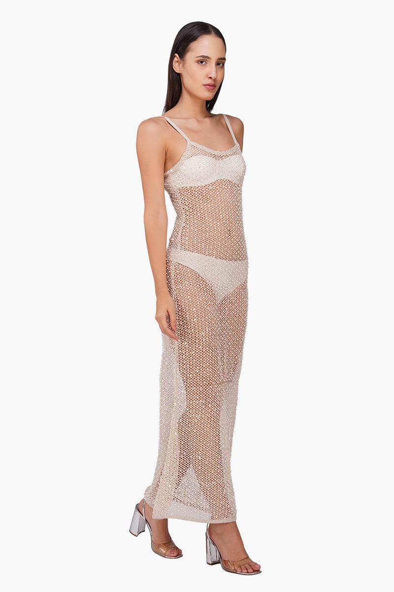 Set of 6 Silver Pearl Luxe Long Length Cover Up (S, M & L)
