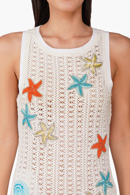 Set of 6 Coastel Patch Crochet Embellished Fringes Cover Up (S, M & L)