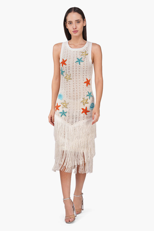 Set of 6 Coastel Patch Crochet Embellished Fringes Cover Up (S, M & L)