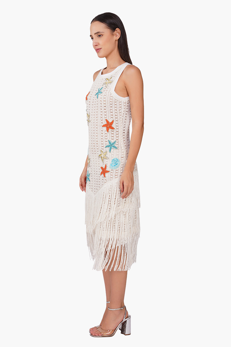 Set of 6 Coastel Patch Crochet Embellished Fringes Cover Up (S, M & L)
